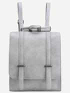 Shein Dual Buckled Strap Flap Backpack - Grey