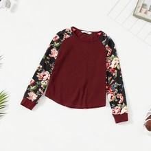 Shein Girls Floral Raglan Sleeve Tee