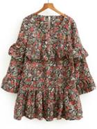 Shein Multicolor Printed Ruffle Detail Dress