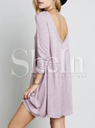 Shein Purple Long Sleeve Backless Dress