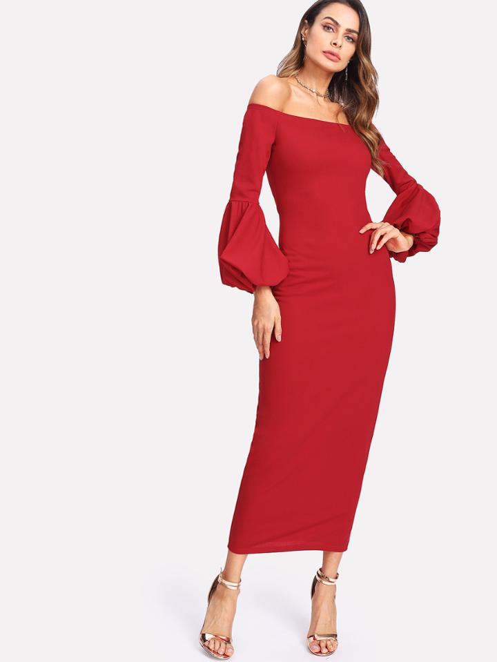 Shein Lantern Sleeve Bardot Dress