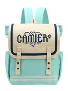 Shein Mint Green Letter Print Canvas Flap Backpack