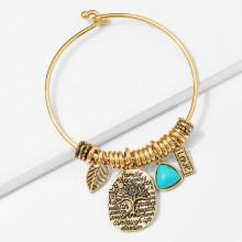 Shein Leaf & Tree Detail Bangle Bracelet
