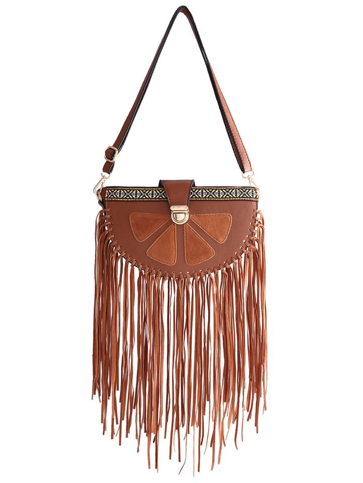 Shein Brown With Tassel Pu Shoulder Bag