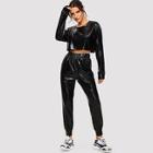 Shein Faux Patent Crop Top & Pants Set