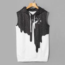 Shein Men Galaxy Print Sleeveless Hooded Sweatshirt