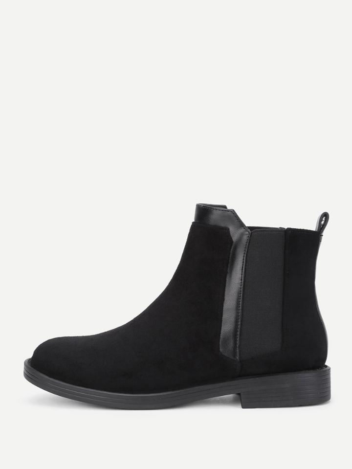 Shein Contrast Pu Flat Ankle Boots