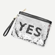 Shein One Side Sequin Cover Reversible Makeup Bag