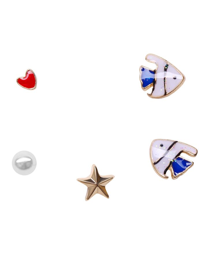 Shein Multi Shape Plated Stud Earring Set
