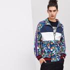 Shein Men Zip Up Cut And Sew Floral Jacket