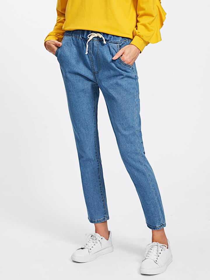 Shein Drawstring Waist Jeans