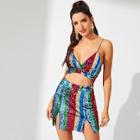 Shein Open Front Sequin Cami Dress