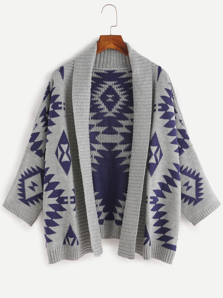 Shein Aztec Pattern Batwing Sleeve Sweater