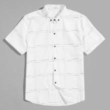 Shein Men Slim Plaid Blouse