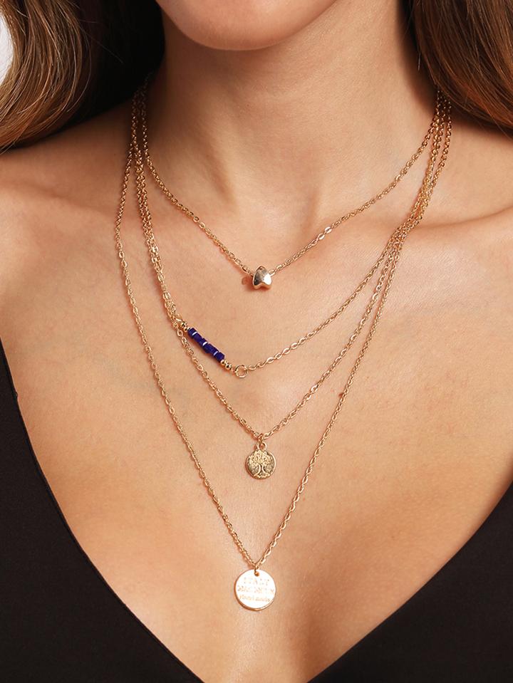 Shein Charm Pendant Wrap Link Necklace