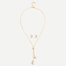Shein Moon & Star Pendant Necklace & Stud Earrings