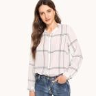 Shein Plaid Single Breasted Blouse