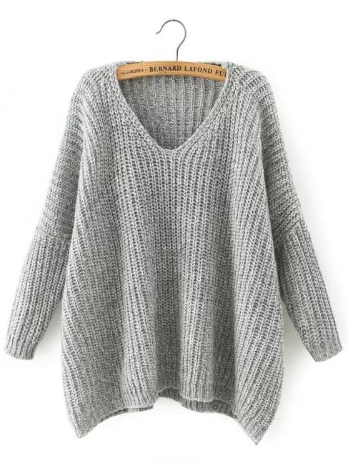 Shein V Neckline Dropped Shoulder Sweater
