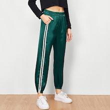 Shein Striped Seam Elastic Waist Pants