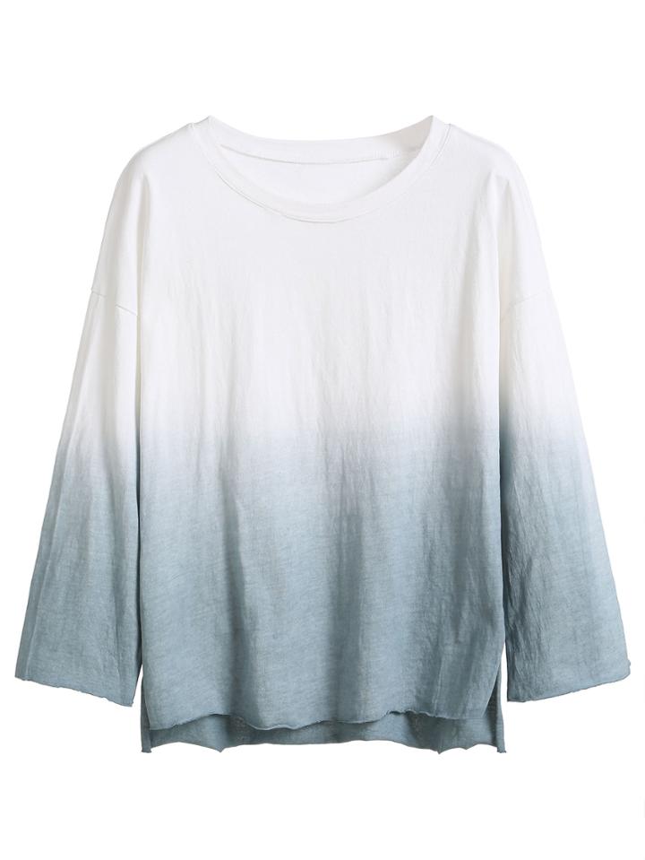 Shein Ombre Drop Shoulder High Low T-shirt