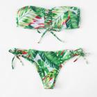 Shein Palm Print Lace Up Bikini Set