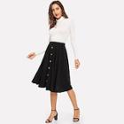Shein Button Front Ribbed Knit Skirt