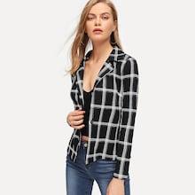 Shein Single Button Grid Blazer