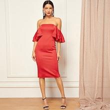 Shein Off Shoulder Layered Flounce Trim Dress
