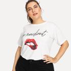 Shein Plus Red Lip Print T-shirt