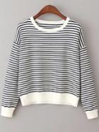 Shein Black Striped Contrast Trim Sweater