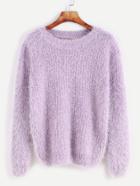 Shein Purple Drop Shoulder Fuzzy Sweater