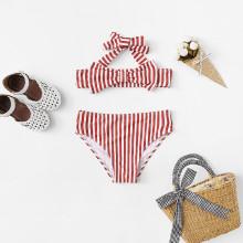 Shein Girls Striped Bow Tie Bikini Set
