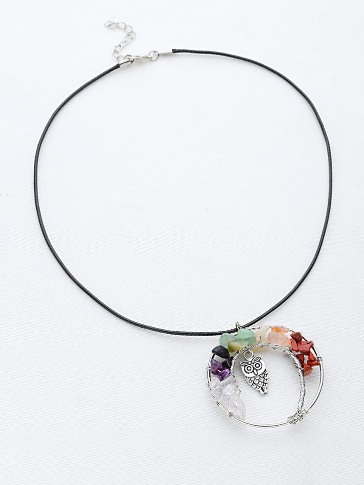 Shein Stone And Owl Detail Necklace