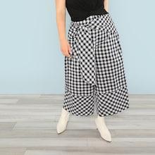 Shein Plus Knot Front Wide Leg Plaid Pants