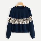 Shein Contrast Leopard Print Sweatshirt