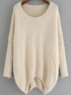 Shein Apricot Round Neck Loose Mohair Sweater