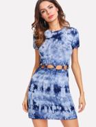 Shein Knotted Cutout Waist Tie Dye Dress