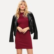 Shein Mock-neck Solid Dress