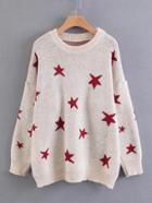 Shein Star Overlay Drop Shoulder Sweater