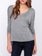 Shein Grey Dip Hem T-shirt