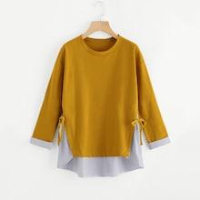 Shein Contrast Striped Knot Side Sweatshirt