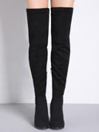 Shein Black Lace Up Over The Knee High Heeled Boots