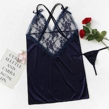 Shein Plus Contrast Lace Criss Cross Dress Set