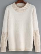Shein Apricot Round Neck Long Sleeve Loose Sweater