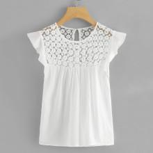 Shein Hollow Crochet Frill Top