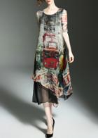 Shein Bus Print Asymmetric Dress
