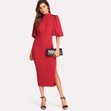 Shein Exaggerated Lantern Sleeve Slit Side Dress