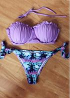 Rosewe Tree Print Padded Purple Bikini Set
