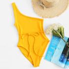 Shein One Shoulder Bow Tie Swimsuit