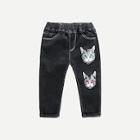 Shein Toddler Girls Cat Print Jeans